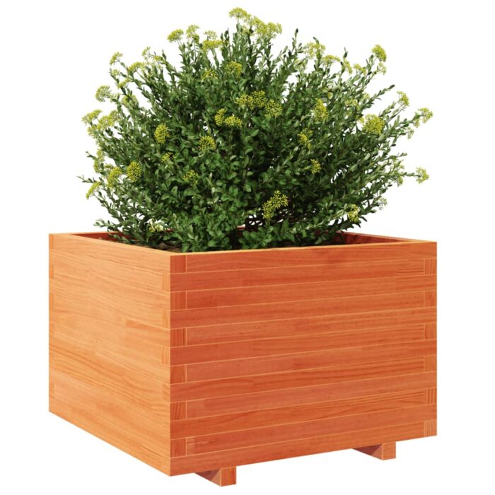 Jardinière cire marron 70x70x49,5 cm bois de pin massif – Image 2
