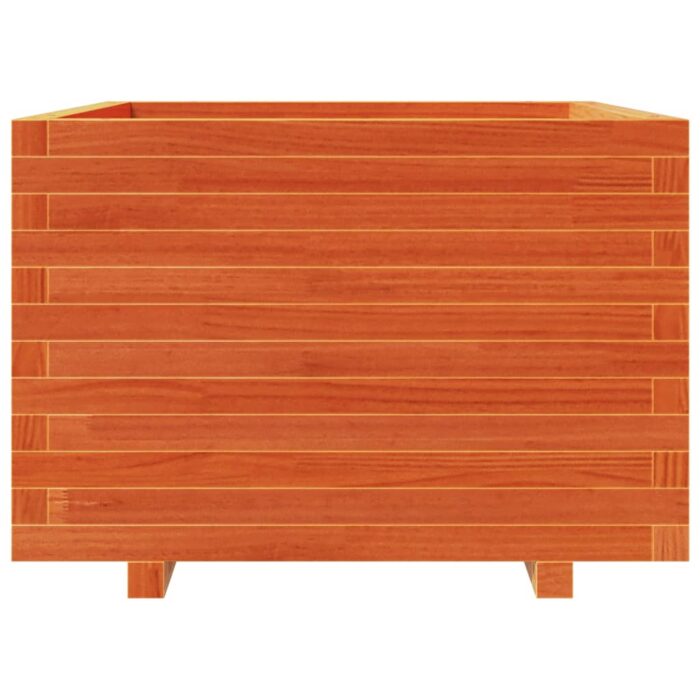 Jardinière cire marron 70x70x49,5 cm bois de pin massif – Image 3