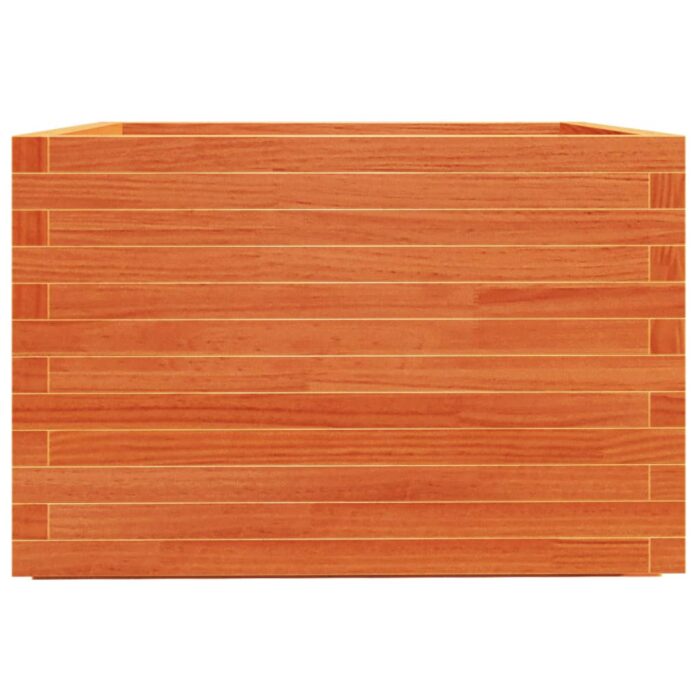 Jardinière cire marron 70x70x49,5 cm bois de pin massif – Image 4
