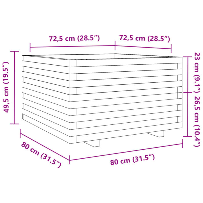 Jardinière 80x80x49,5 cm bois de pin imprégné – Image 8