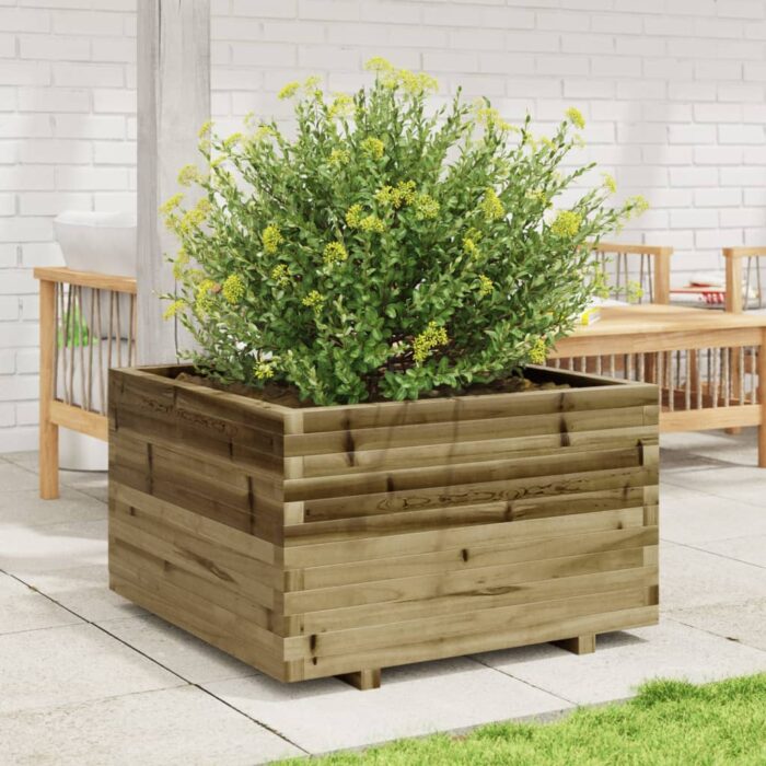 Jardinière 80x80x49,5 cm bois de pin imprégné – Image 1