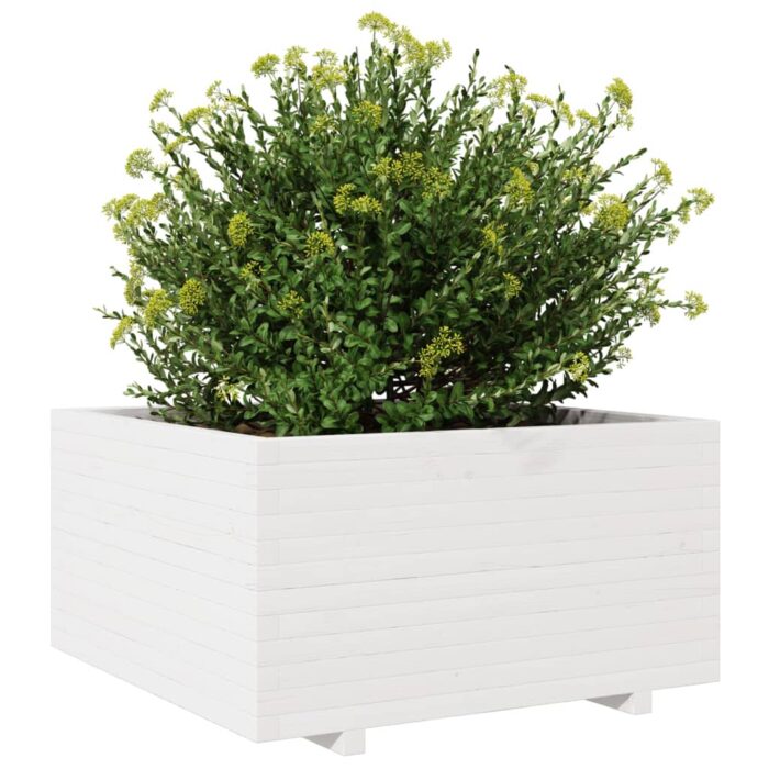 Jardinière blanc 90x90x49,5 cm bois de pin massif – Image 2