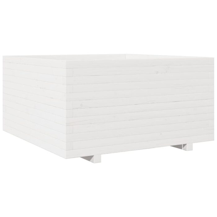 Jardinière blanc 90x90x49,5 cm bois de pin massif – Image 5