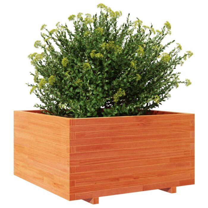 Jardinière cire marron 90x90x49,5 cm bois de pin massif – Image 2