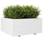 Jardinière blanc 100x100x49,5 cm bois de pin massif – Image 2