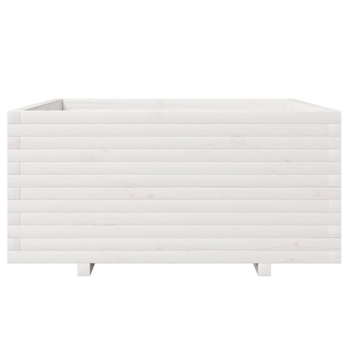 Jardinière blanc 100x100x49,5 cm bois de pin massif – Image 3