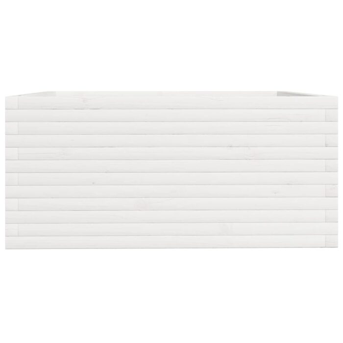 Jardinière blanc 100x100x49,5 cm bois de pin massif – Image 4