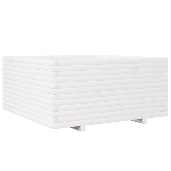 Jardinière blanc 100x100x49,5 cm bois de pin massif – Image 5
