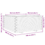 Jardinière blanc 100x100x49,5 cm bois de pin massif – Image 8