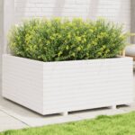 Jardinière blanc 100x100x49,5 cm bois de pin massif