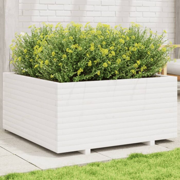 VXL8721102666704_m_en_hd_1.jpg Jardinière blanc 100x100x49,5 cm bois de pin massif – Image 1