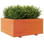 Jardinière cire marron 100x100x49,5 cm bois de pin massif – Image 2