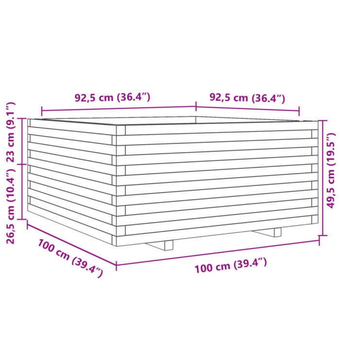 Jardinière 100x100x49,5 cm bois massif de douglas – Image 8