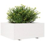 Jardinière blanc 110x110x49,5 cm bois de pin massif – Image 2