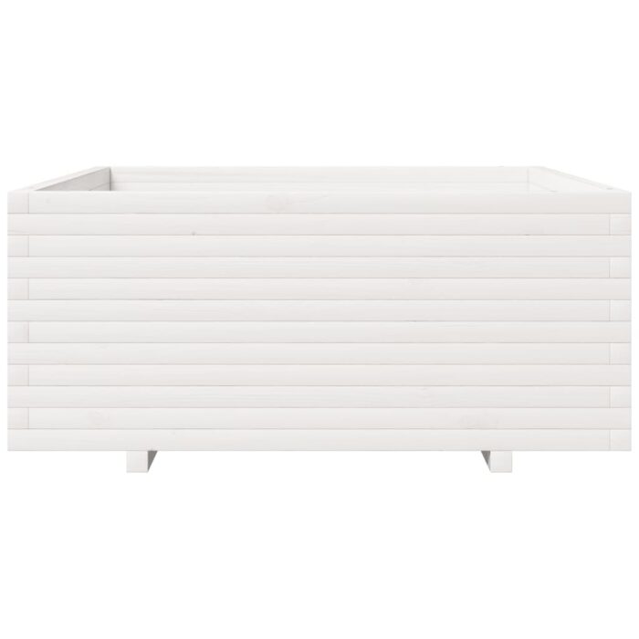 Jardinière blanc 110x110x49,5 cm bois de pin massif – Image 3