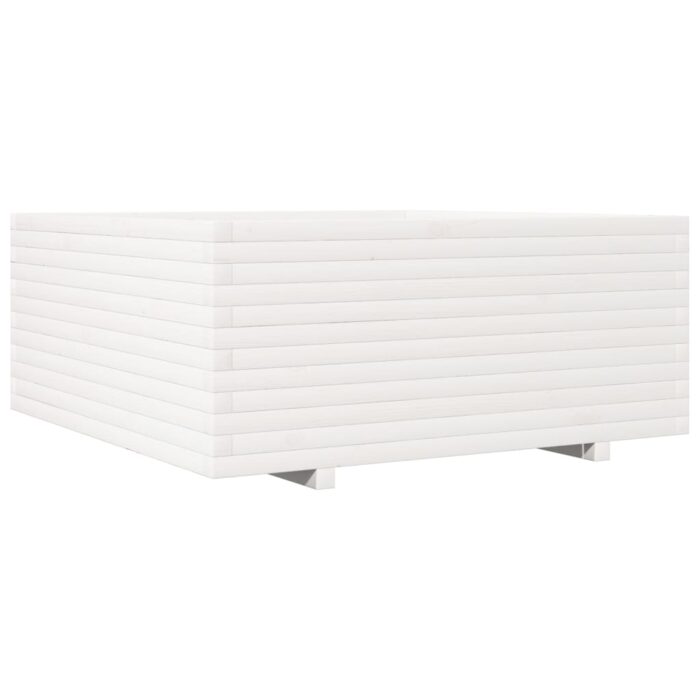 Jardinière blanc 110x110x49,5 cm bois de pin massif – Image 5