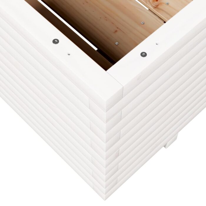 Jardinière blanc 110x110x49,5 cm bois de pin massif – Image 6