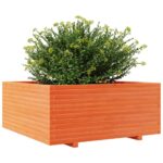 Jardinière cire marron 110x110x49,5 cm bois de pin massif – Image 2