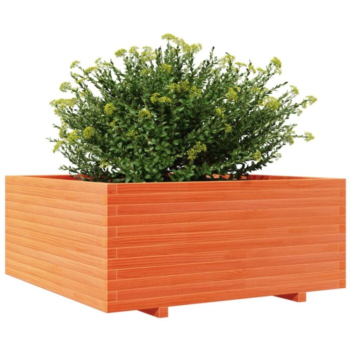 Jardinière cire marron 110x110x49,5 cm bois de pin massif – Image 2