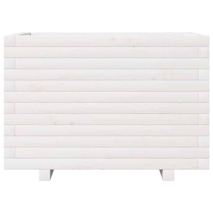 Jardinière blanc 70x40x49,5 cm bois de pin massif – Image 3