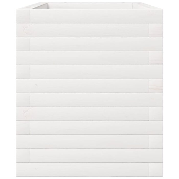 Jardinière blanc 70x40x49,5 cm bois de pin massif – Image 4
