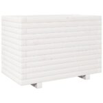 Jardinière blanc 70x40x49,5 cm bois de pin massif – Image 5