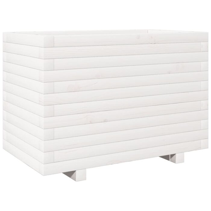 Jardinière blanc 70x40x49,5 cm bois de pin massif – Image 5