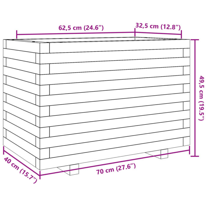 Jardinière blanc 70x40x49,5 cm bois de pin massif – Image 8