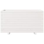 Jardinière blanc 90x40x49,5 cm bois de pin massif – Image 3
