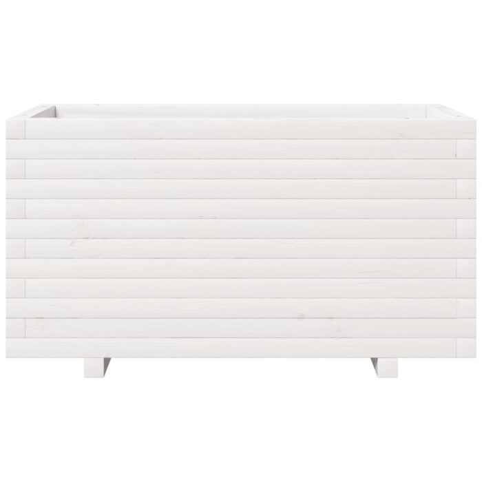 Jardinière blanc 90x40x49,5 cm bois de pin massif – Image 3