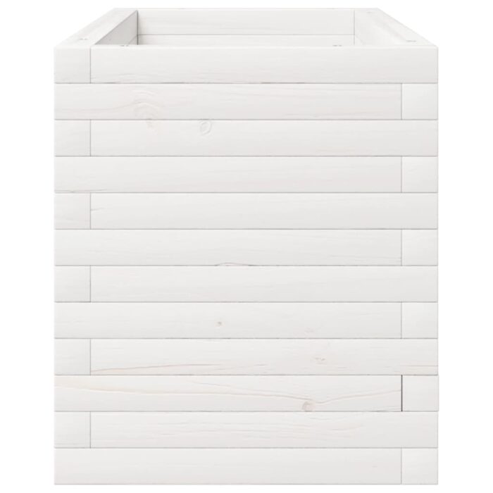 Jardinière blanc 90x40x49,5 cm bois de pin massif – Image 4