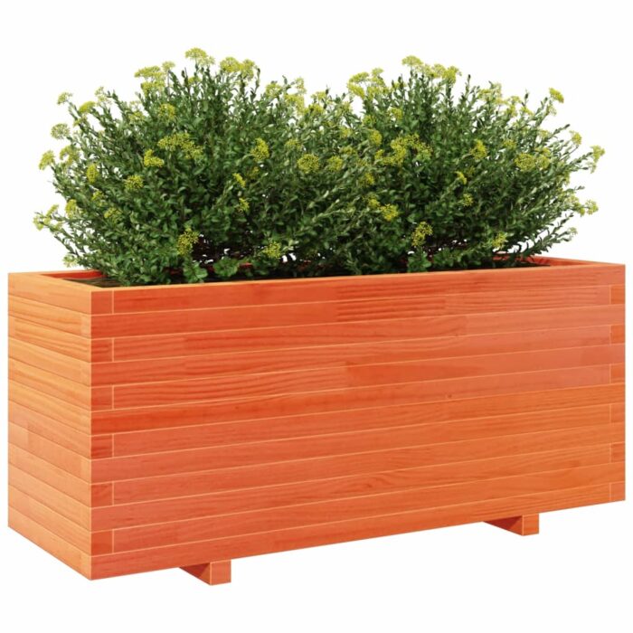 Jardinière cire marron 110x40x49,5 cm bois de pin massif – Image 2