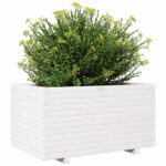 Jardinière blanc 90x60x49,5 cm bois de pin massif – Image 2