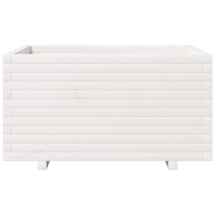 Jardinière blanc 90x60x49,5 cm bois de pin massif – Image 3
