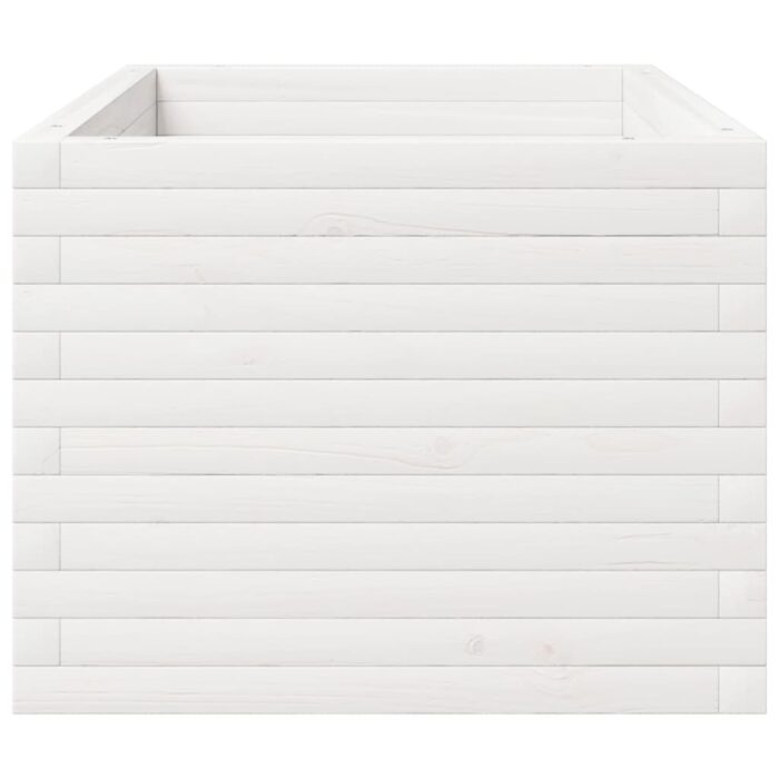 Jardinière blanc 90x60x49,5 cm bois de pin massif – Image 4