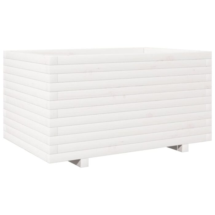 Jardinière blanc 90x60x49,5 cm bois de pin massif – Image 5