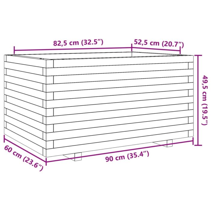 Jardinière blanc 90x60x49,5 cm bois de pin massif – Image 8
