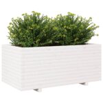 Jardinière blanc 110x60x49,5 cm bois de pin massif – Image 2