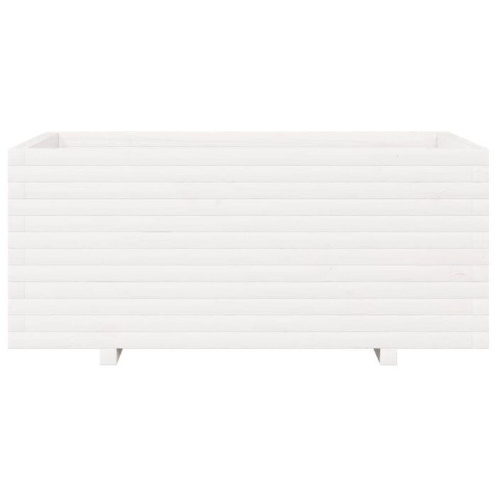 Jardinière blanc 110x60x49,5 cm bois de pin massif – Image 3