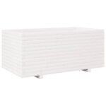 Jardinière blanc 110x60x49,5 cm bois de pin massif – Image 5