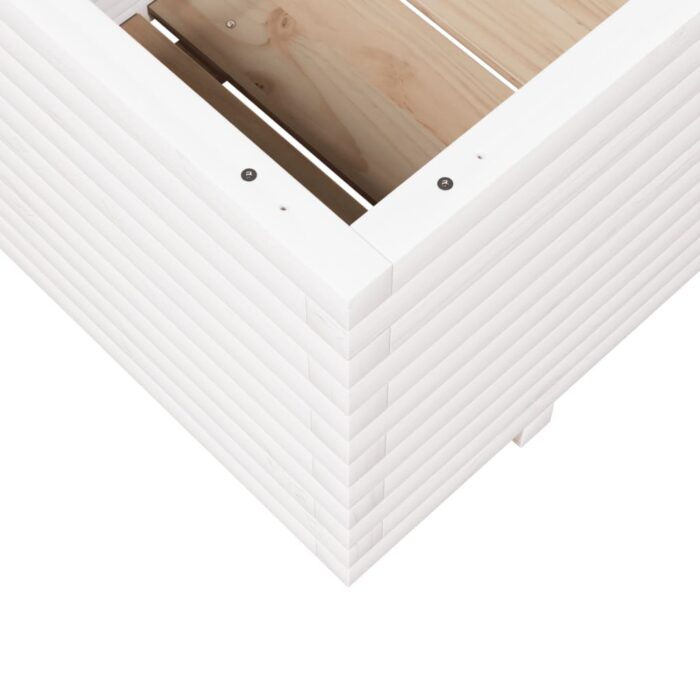 Jardinière blanc 110x60x49,5 cm bois de pin massif – Image 6