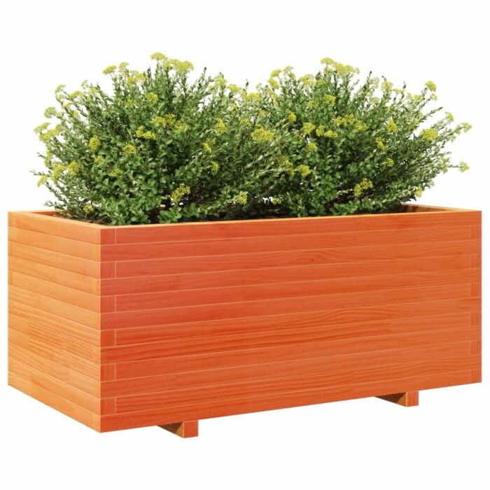 Jardinière cire marron 110x60x49,5 cm bois de pin massif – Image 2
