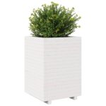 Jardinière blanc 50x50x72,5 cm bois de pin massif – Image 2