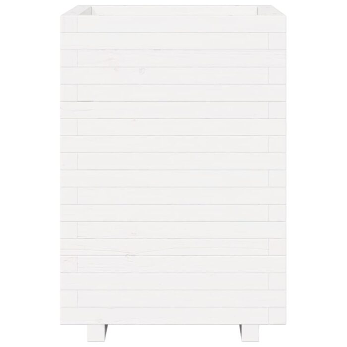 Jardinière blanc 50x50x72,5 cm bois de pin massif – Image 3