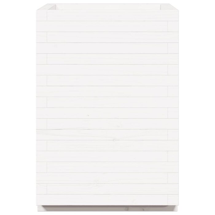 Jardinière blanc 50x50x72,5 cm bois de pin massif – Image 4