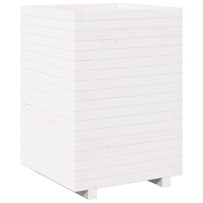 Jardinière blanc 50x50x72,5 cm bois de pin massif – Image 5
