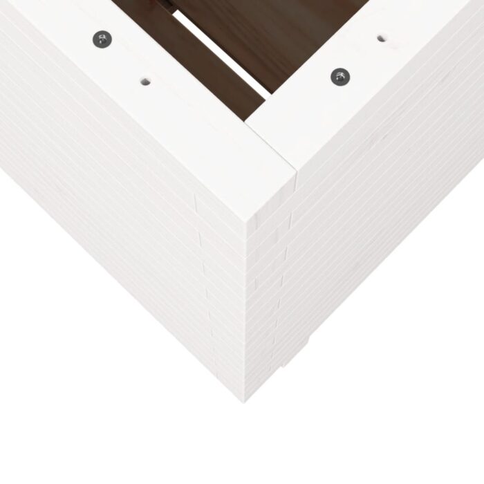 Jardinière blanc 50x50x72,5 cm bois de pin massif – Image 6