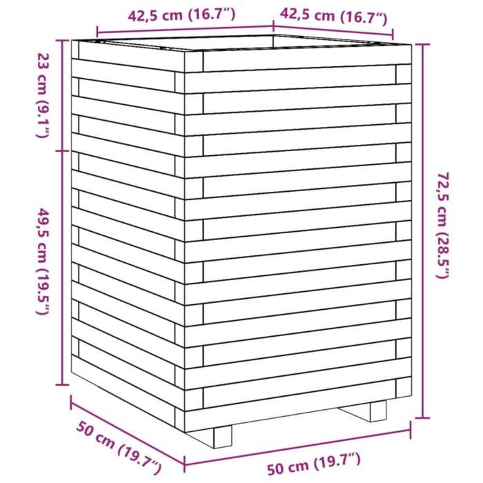 Jardinière blanc 50x50x72,5 cm bois de pin massif – Image 8