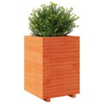 Jardinière cire marron 50x50x72,5 cm bois de pin massif – Image 2