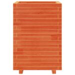 Jardinière cire marron 50x50x72,5 cm bois de pin massif – Image 3